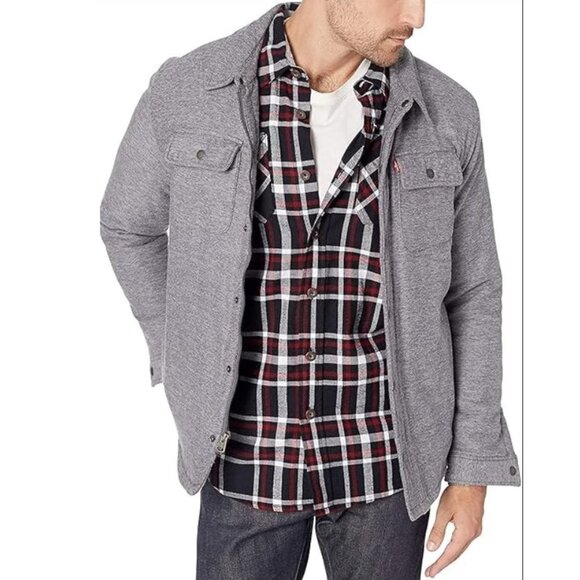 Levi's Other - Levi Strauss & Co. Gray Sherpa Lined Zipper Snap Front Soft Shacket Men's XXL